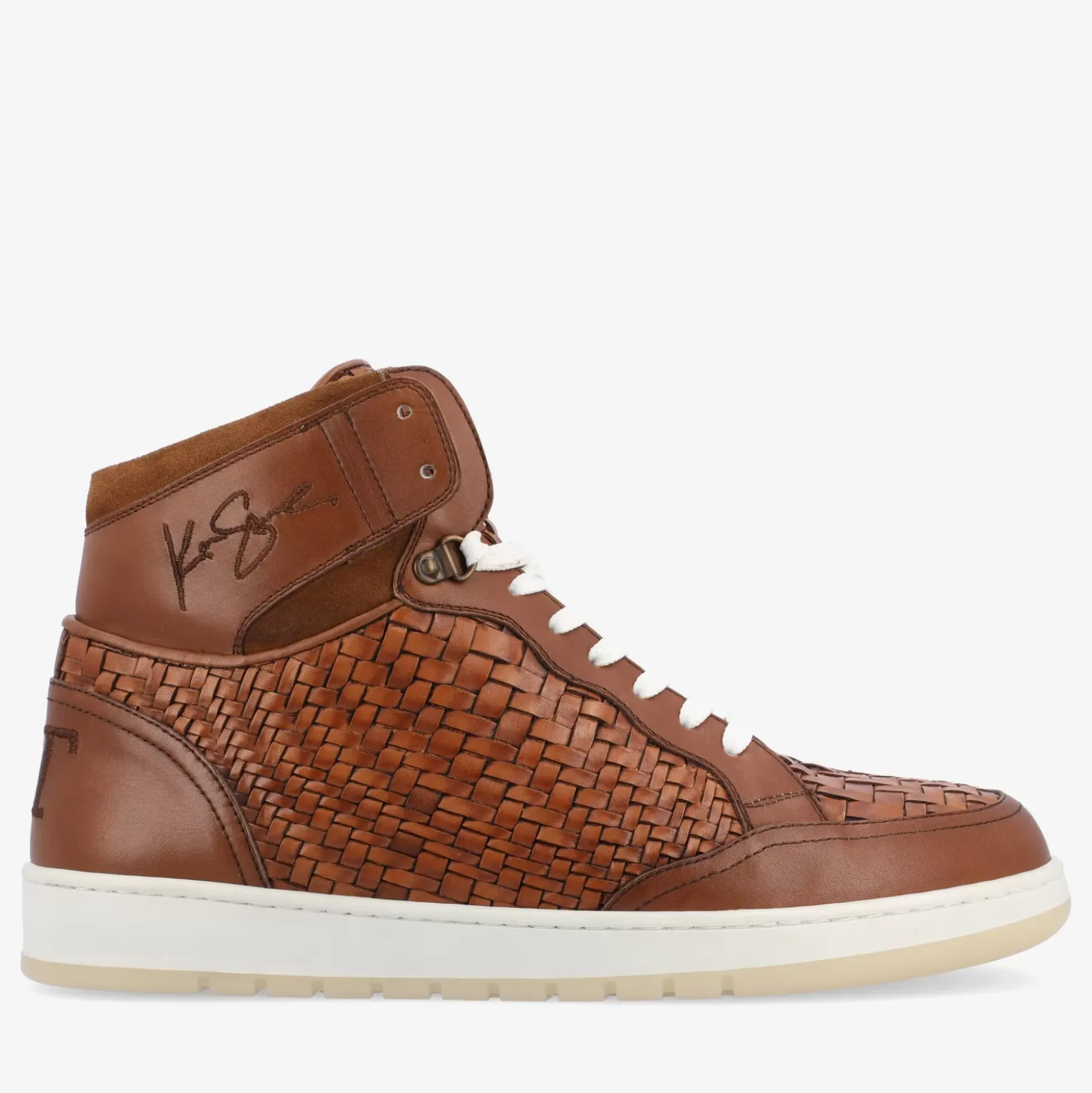 Rapido Brown Leather Sneakers - Brown Woven | Taft