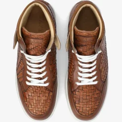 Rapido Brown Leather Sneakers - Brown Woven | Taft