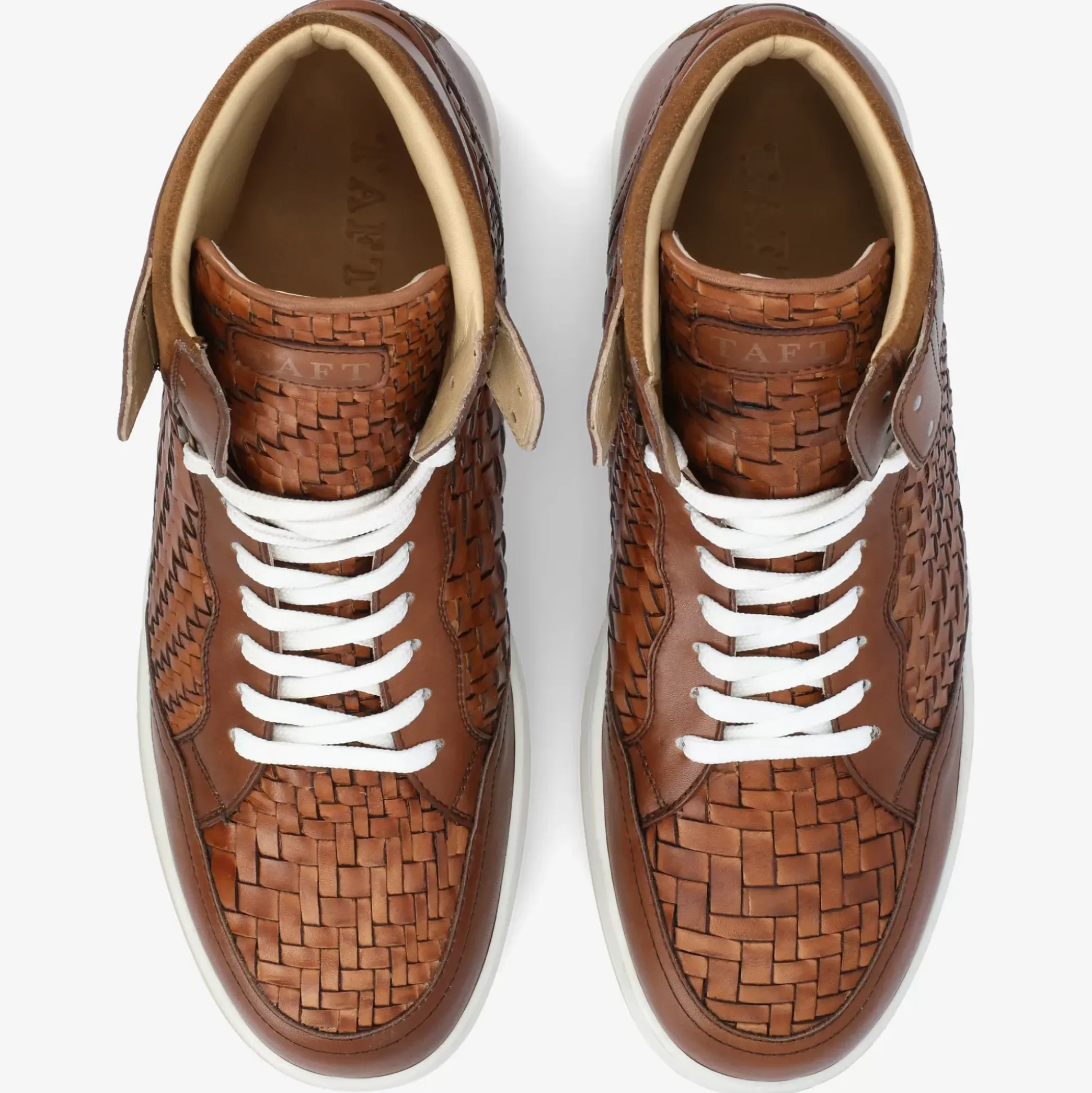 Rapido Brown Leather Sneakers - Brown Woven | Taft