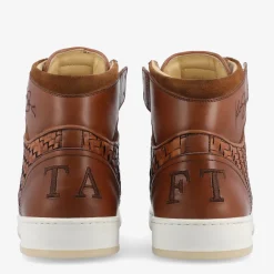 Rapido Brown Leather Sneakers - Brown Woven | Taft
