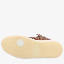 Rapido Brown Leather Sneakers - Brown Woven | Taft