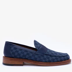 The Fitz Loafer In Blue Check - Blue Loafers | Taft