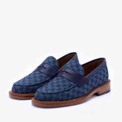 The Fitz Loafer In Blue Check - Blue Loafers | Taft