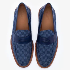 The Fitz Loafer In Blue Check - Blue Loafers | Taft