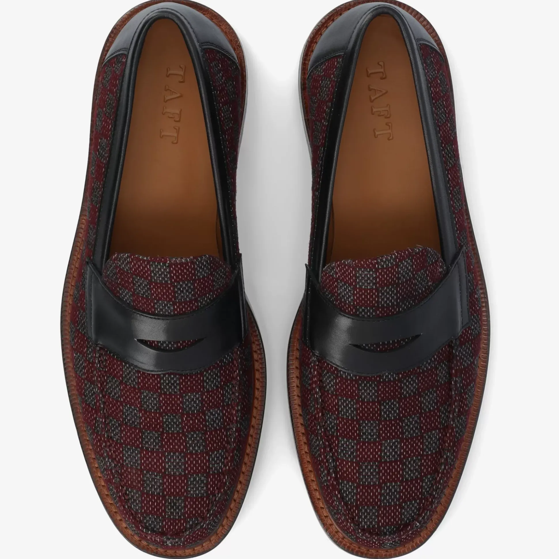 The Fitz Maroon Mens Loafers - Maroon Check | Taft