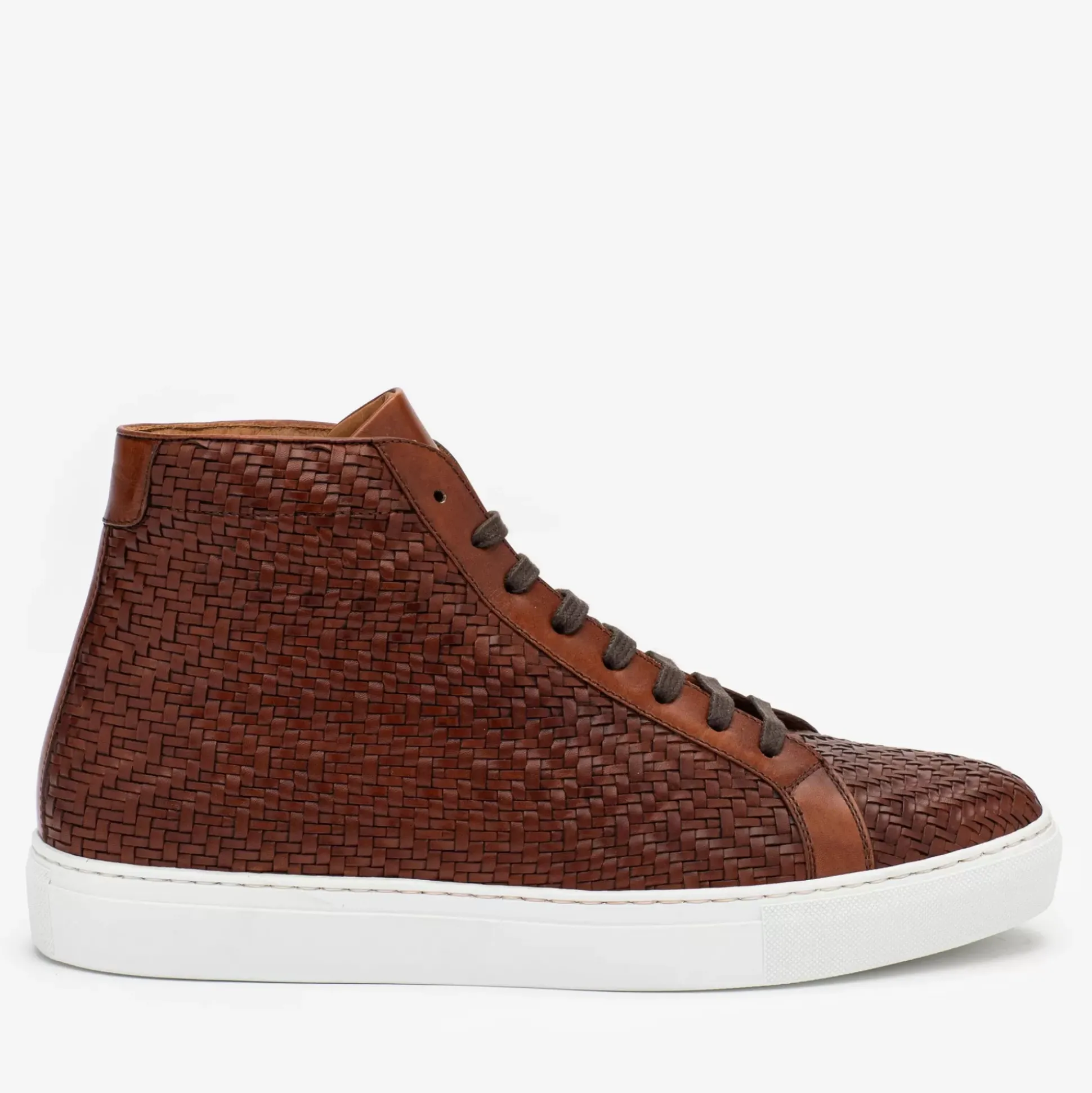 The Hightop Sneaker In Woven Brown Leather | Taft