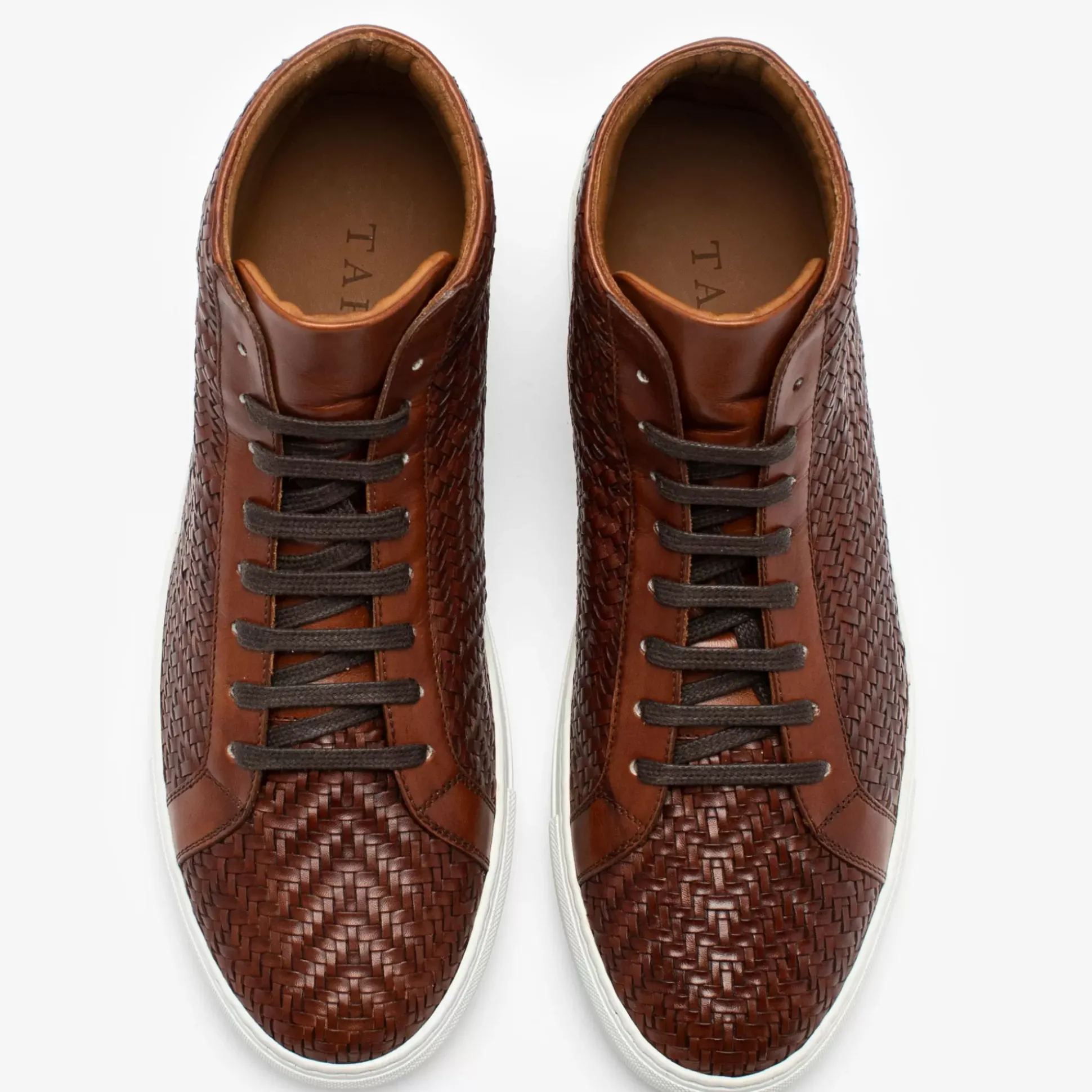 The Hightop Sneaker In Woven Brown Leather | Taft