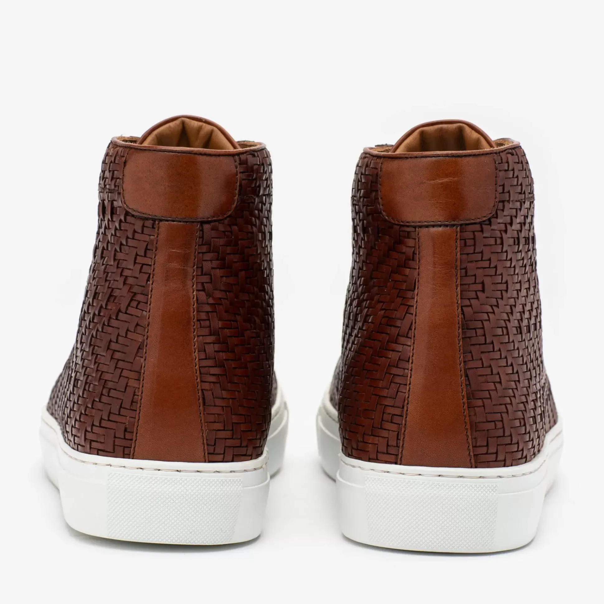 The Hightop Sneaker In Woven Brown Leather | Taft
