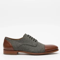 The Jack Shoe - Grey/Brown Leather Shoes | Taft