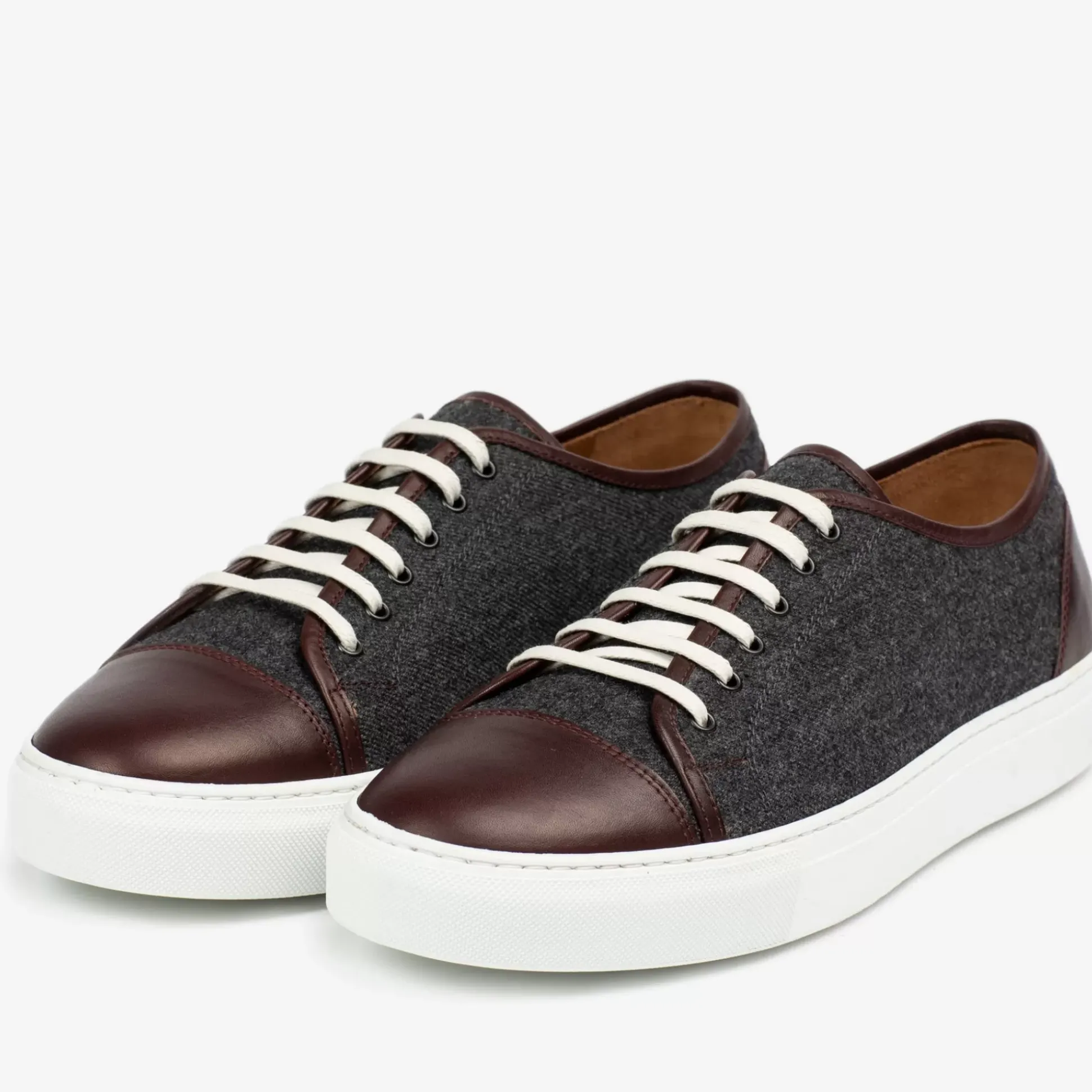 The Jack Sneaker In Grey/Oxblood - Wool Sneakers | Taft