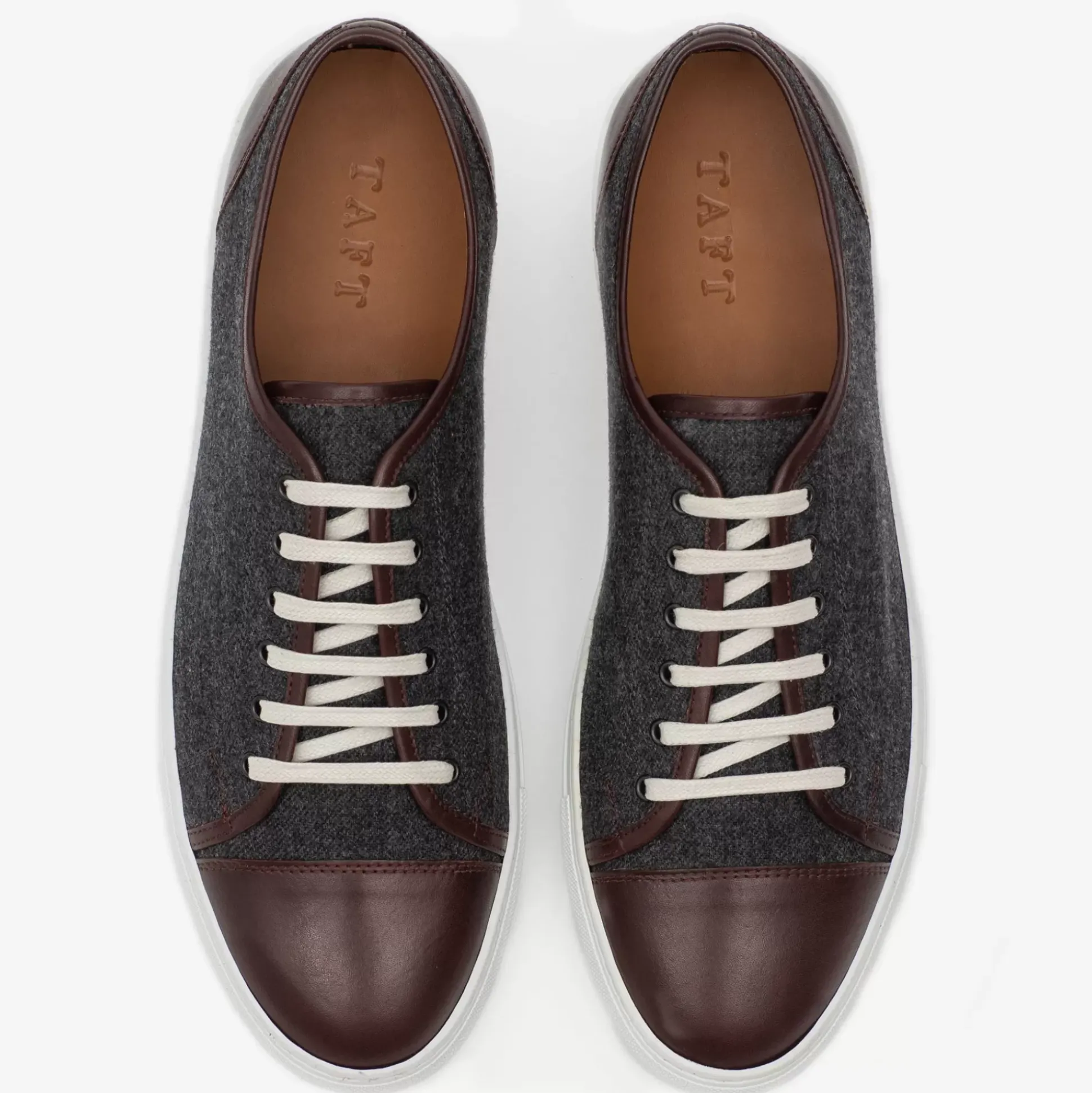 The Jack Sneaker In Grey/Oxblood - Wool Sneakers | Taft
