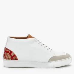 The Klay Mid Top Sneaker In Red/White | Taft