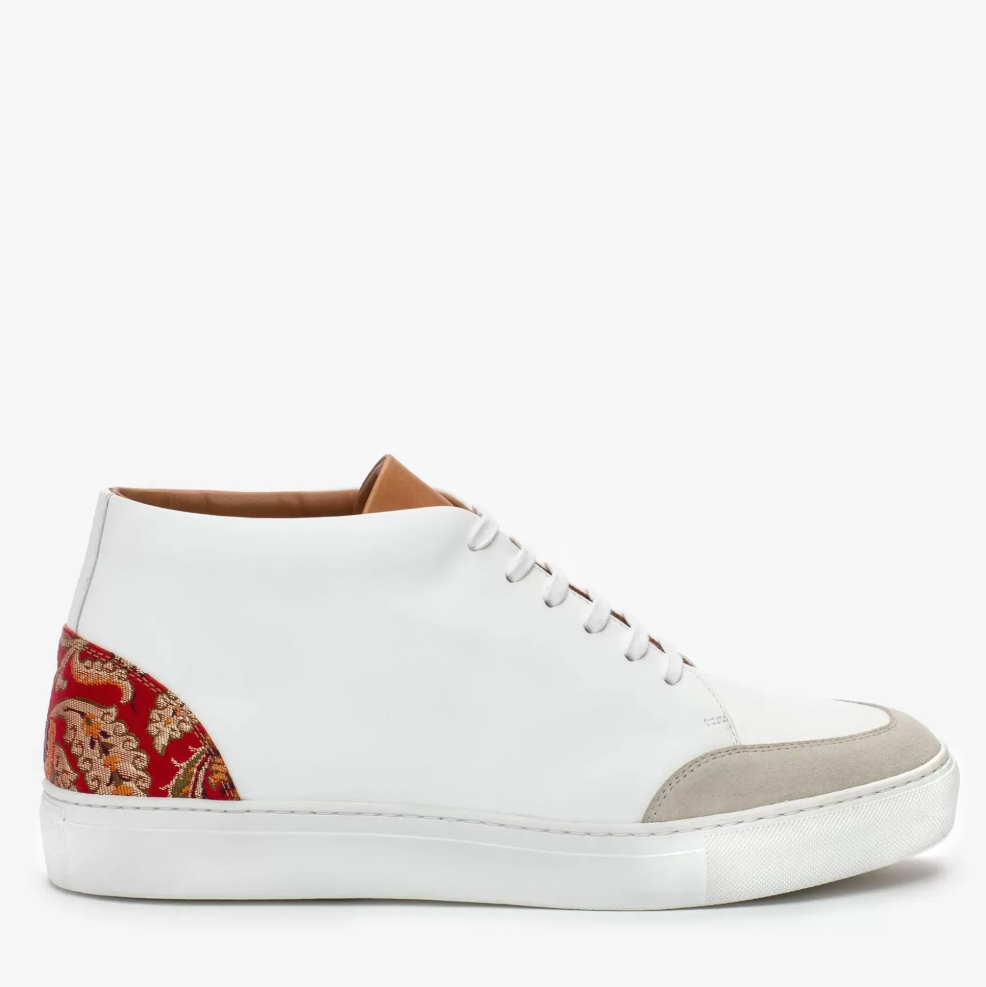 The Klay Mid Top Sneaker In Red/White | Taft