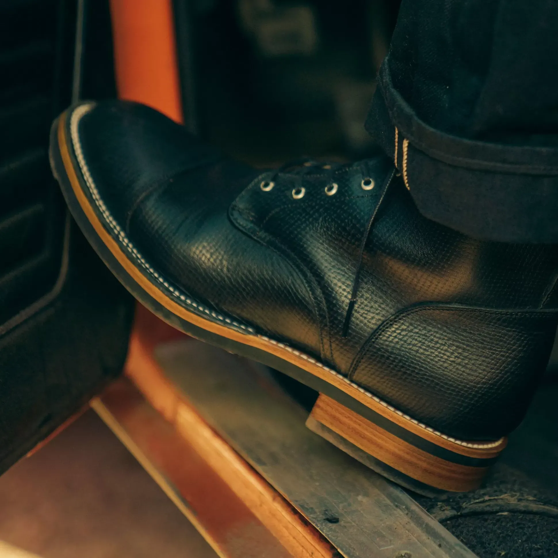 The Legacy Boot In Black Hatch - Reindeer Leather | Taft