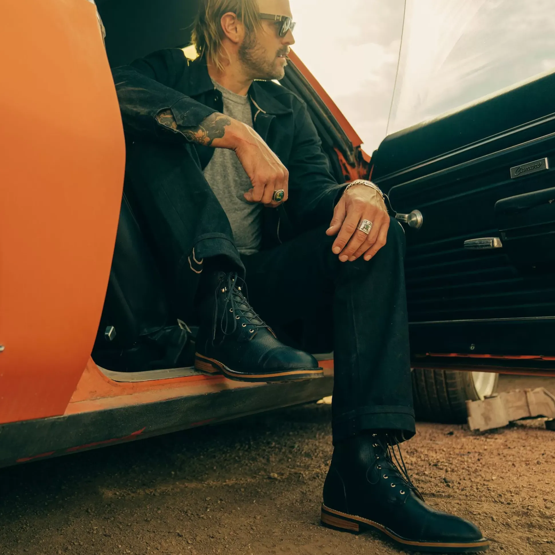 The Legacy Boot In Black Hatch - Reindeer Leather | Taft