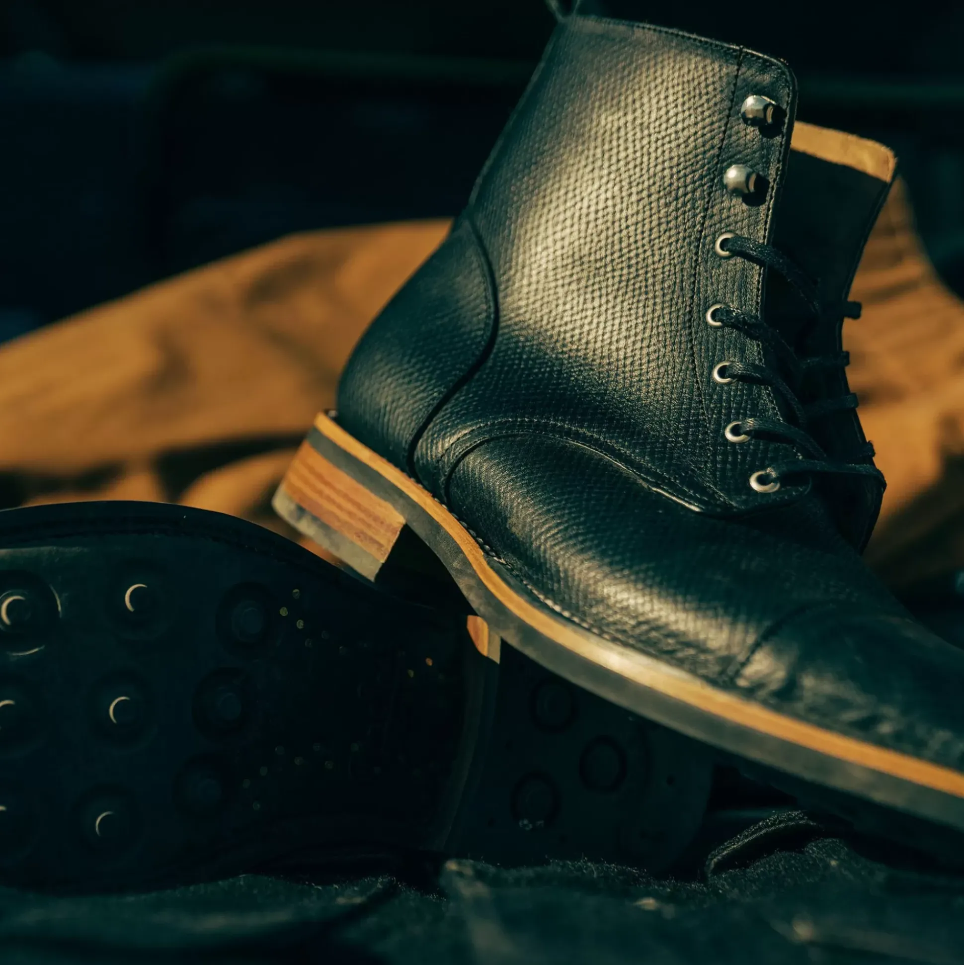 The Legacy Boot In Black Hatch - Reindeer Leather | Taft