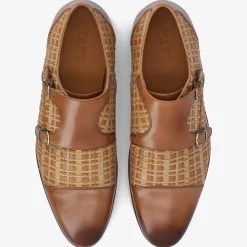 The Lucca Monk Strap Shoe In Brown Woven | Taft