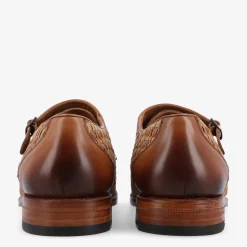 The Lucca Monk Strap Shoe In Brown Woven | Taft