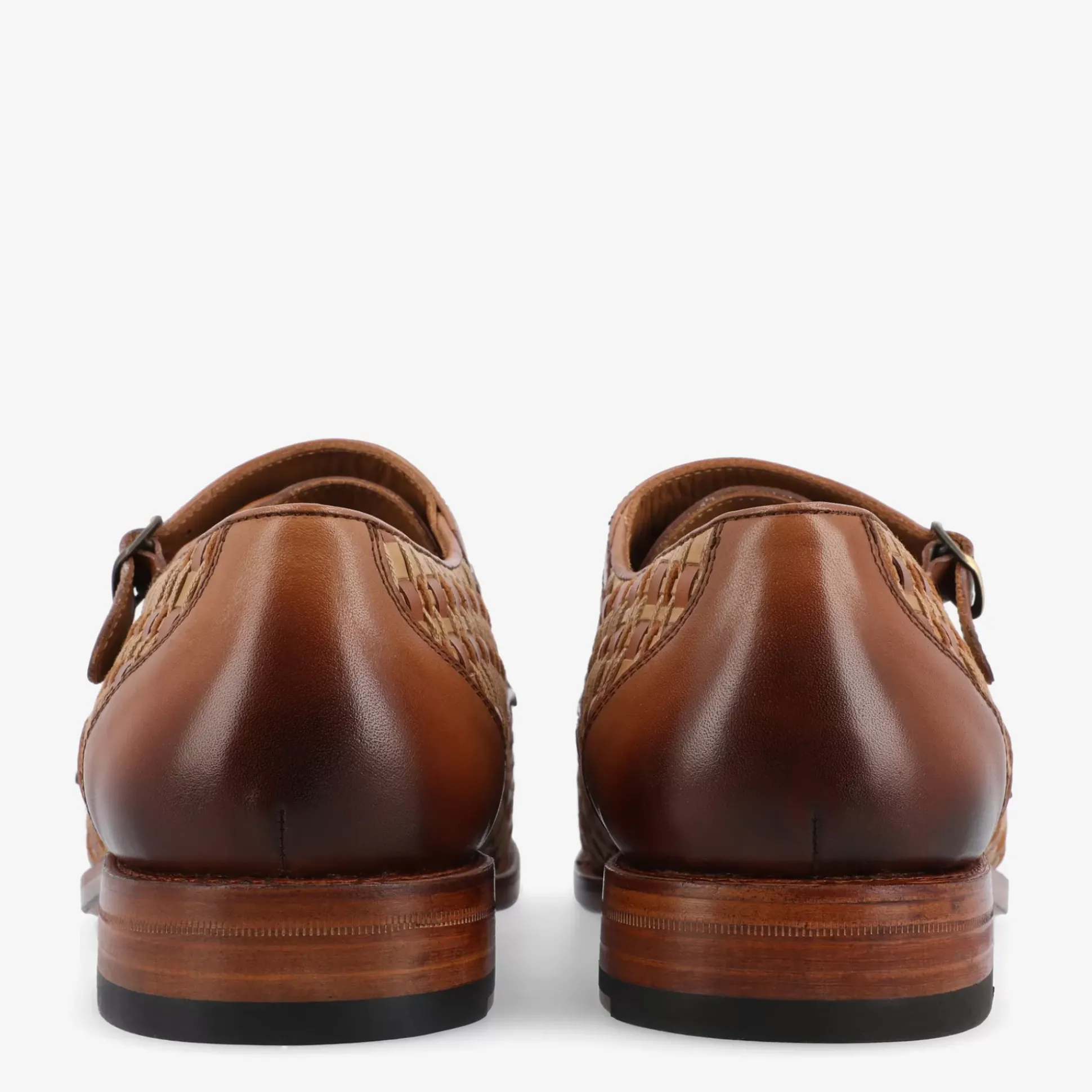 The Lucca Monk Strap Shoe In Brown Woven | Taft