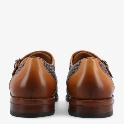 The Lucca Monk Strap Shoe In Navy Woven Leather | Taft