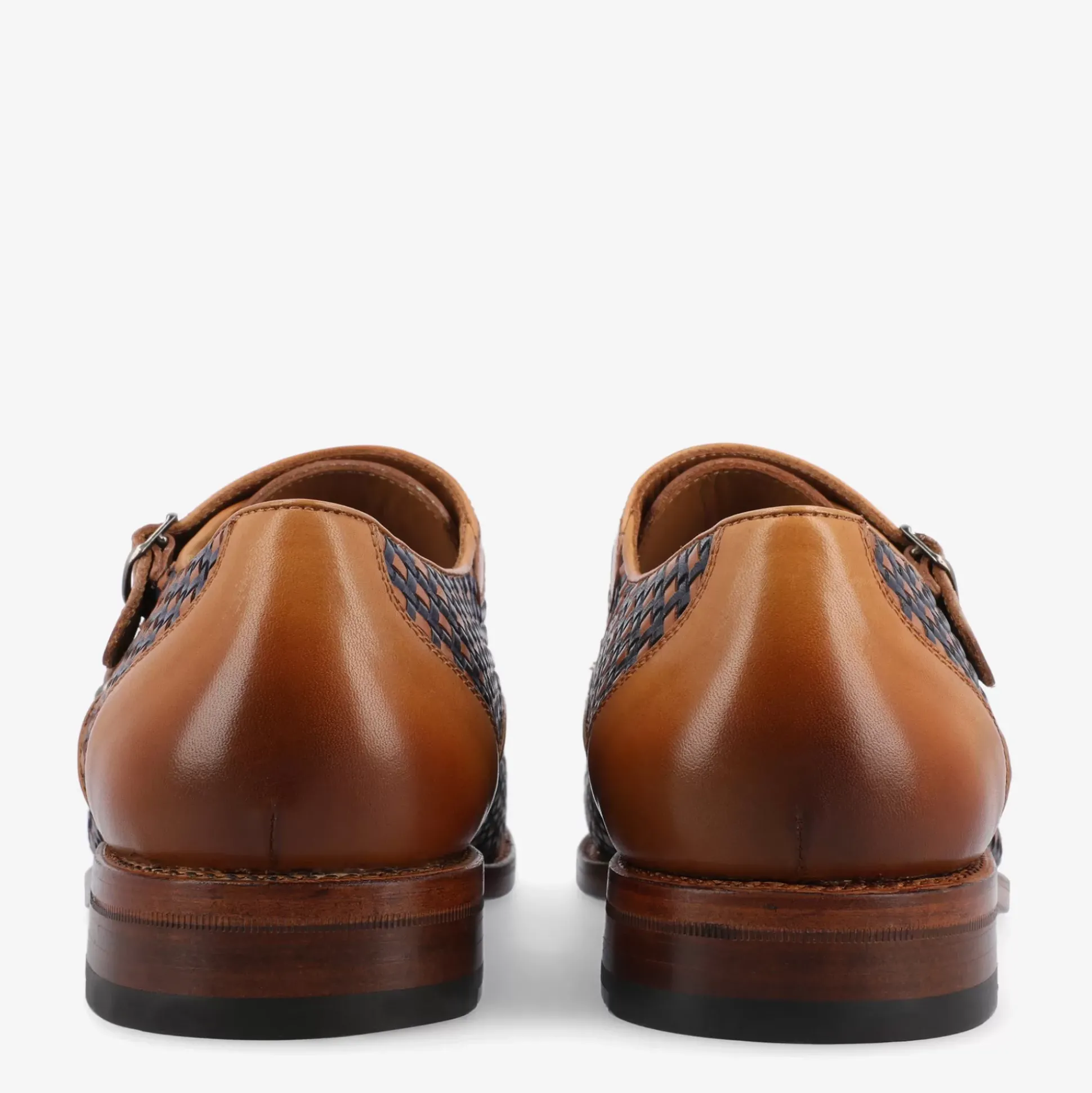 The Lucca Monk Strap Shoe In Navy Woven Leather | Taft